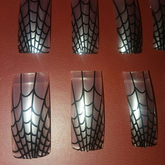 Spiderweb Acrylic Multicolored French Nail Tips - Picture 2 of 4
